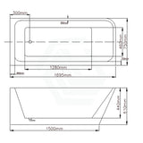 1490/1695mm Avis Corner Back Bathtub Right Acrylic Gloss White No Overflow 1700mm