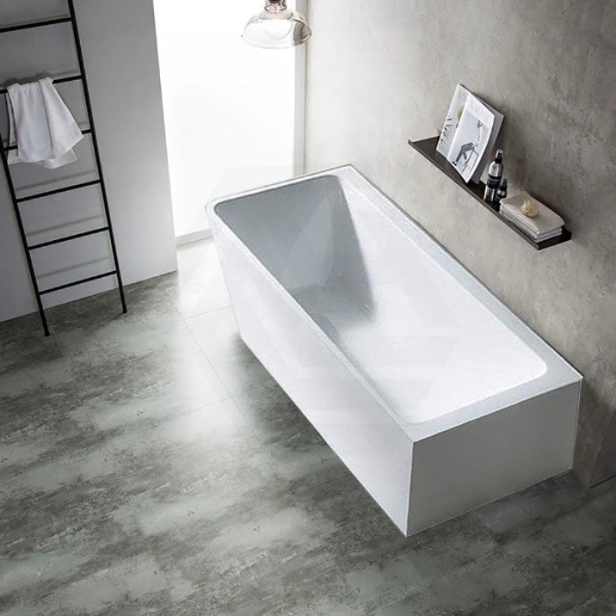1490/1695mm Avis Corner Back Bathtub Right Acrylic Gloss White No Overflow