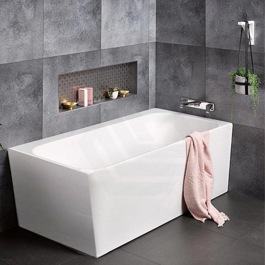 1490/1695mm Avis Corner Back Bathtub Right Acrylic Gloss White No Overflow
