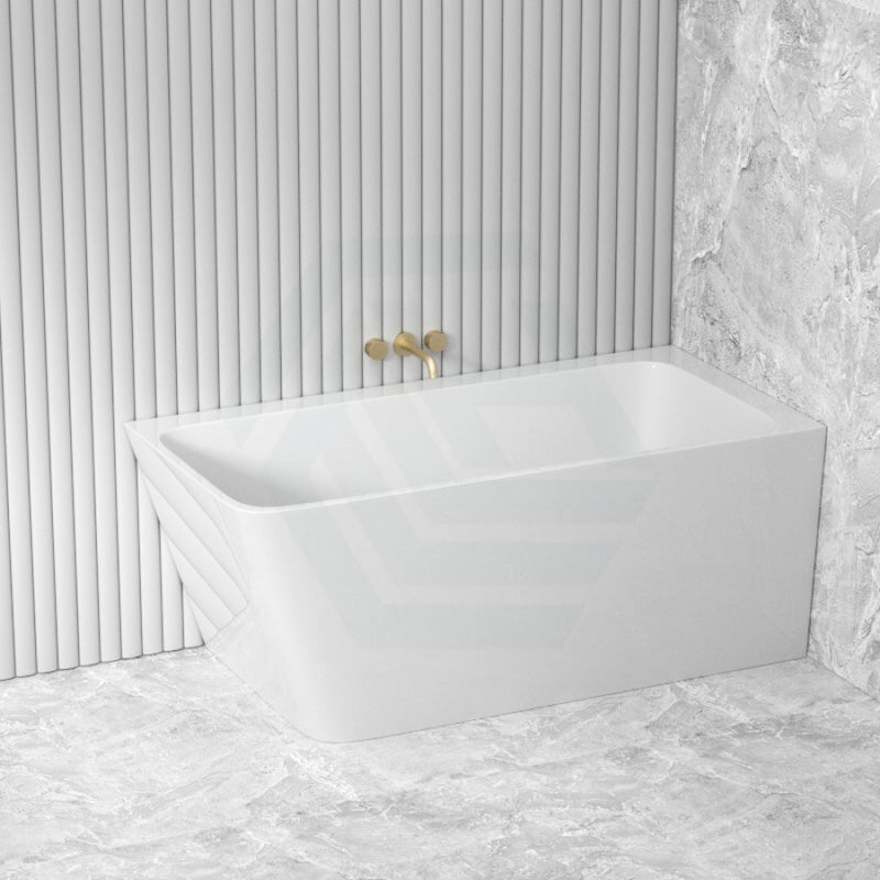 1490/1695Mm Avis Corner Back Bathtub Right Acrylic Gloss White No Overflow Bathtubs