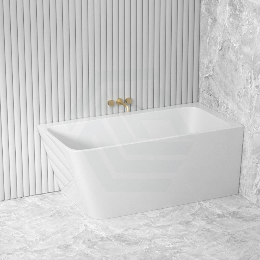 1490/1695mm Avis Corner Back Bathtub Right Acrylic Gloss White No Overflow Bathtubs