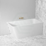 1490/1695mm Avis Corner Back Bathtub Right Acrylic Gloss White No Overflow Bathtubs