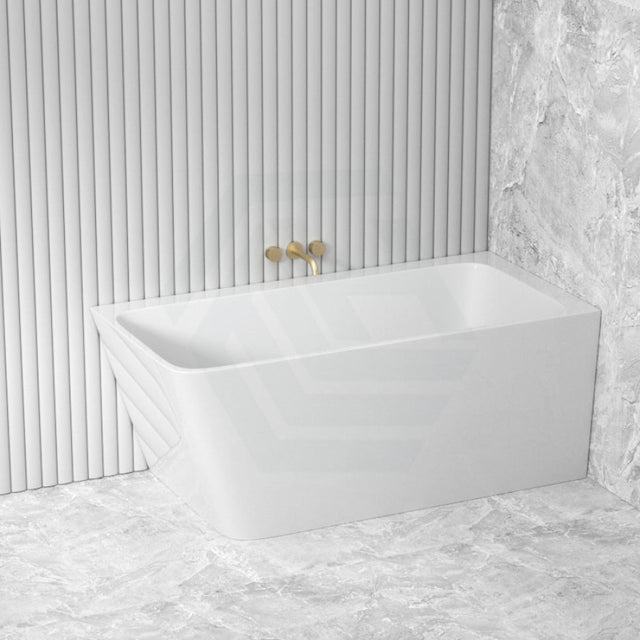 1490/1695mm Avis Corner Back Bathtub Right Acrylic Gloss White No Overflow Bathtubs
