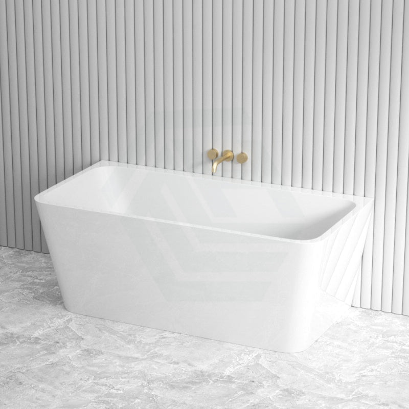 1500/1600/1700Mm Back To Wall Bathtub Acrylic Gloss White No Overflow Bathtubs