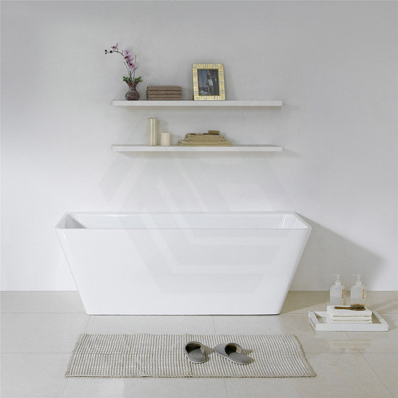 1500/1600/1700Mm Back To Wall Bathtub Freestanding Acrylic Gloss White No Overflow