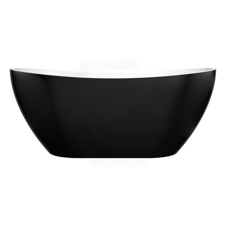1500/1660mm Evie Gloss Black & White Oval Freestanding Bathtub Acrylic No Overflow