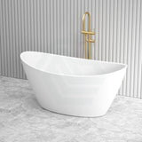 1500/1660mm Evie Oval Bathtub Freestanding Acrylic Matt White No Overflow Bathtubs