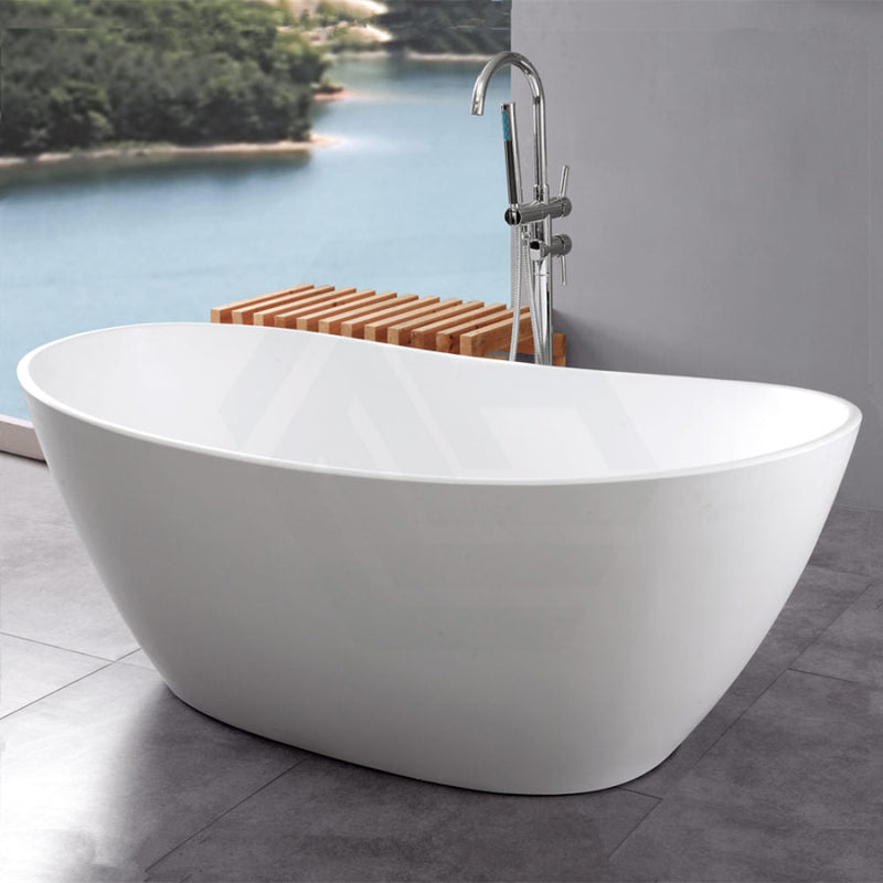 1500/1660Mm Evie Oval Bathtub Freestanding Acrylic Matt White No Overflow
