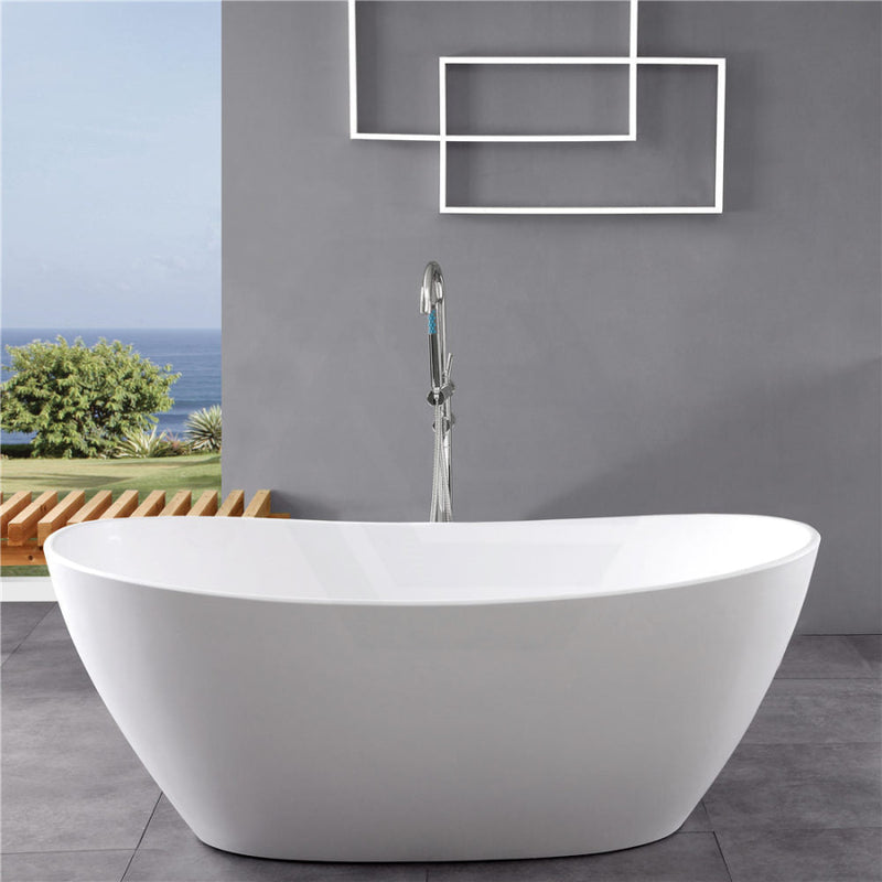 1500/1660Mm Evie Oval Bathtub Freestanding Acrylic Matt White No Overflow