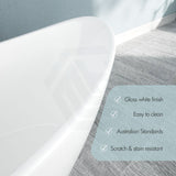 1500/1700mm Aurora Bathtub Freestanding Acrylic Gloss White No Overflow