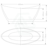 1500/1700mm Aurora Bathtub Freestanding Acrylic Gloss White No Overflow 1700mm