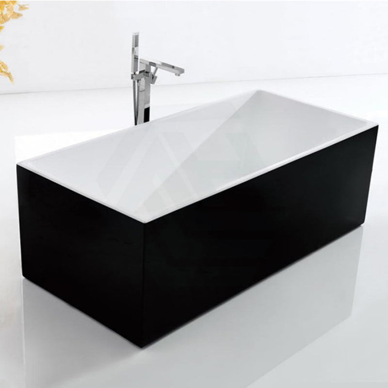 1500/1700Mm Bathtub Multi Fit Corner Back To Wall Freestanding Acrylic Gloss Black & White No