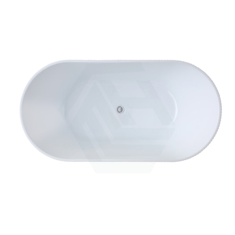 1500/1700Mm Ceto Ally Groove Oval Bathtub Freestanding Acrylic Gloss White No Overflow Bathtubs