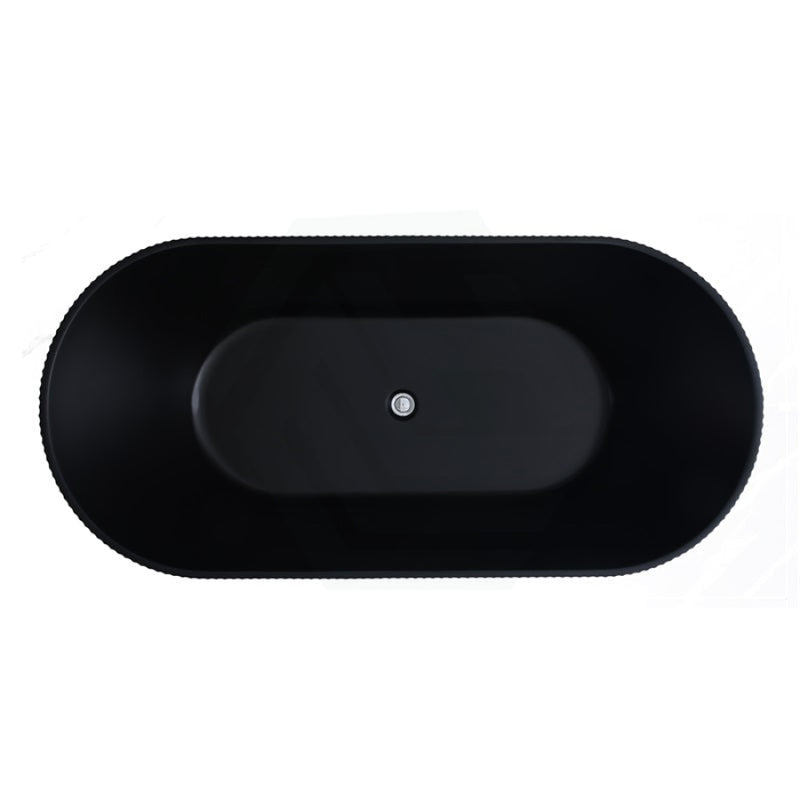 1500/1700Mm Ceto Ally Groove Oval Bathtub Freestanding Acrylic Matt Black No Overflow Bathtubs