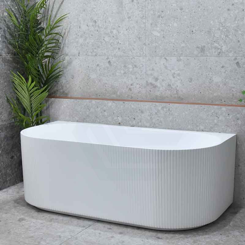 1500/1700Mm Brighton Groove Freestanding Back To Wall Bathtub Gloss White No Overflow Bathtubs