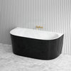 1500/1700Mm Elivia Gloss Black & White Back To Wall Bathtub No Overflow Multi-Colour Bathtubs