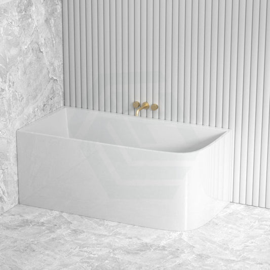 1500/1700Mm Ellie Bathtub Left Corner Back Acrylic Gloss White No Overflow Bathtubs