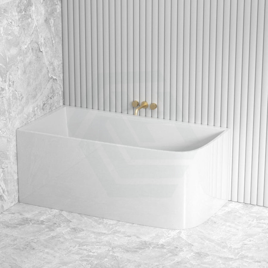 1500/1700mm Ellie Bathtub Left Corner Back Acrylic Gloss White No Overflow Bathtubs