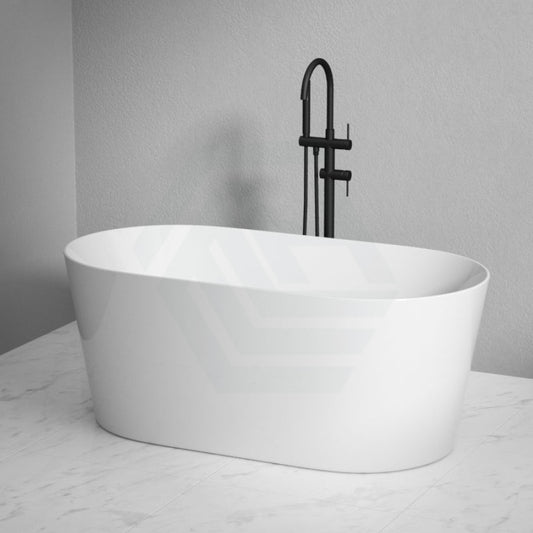 1500Mm Ultra-Slim Bathtub Oval Freestanding Gloss White Acrylic No Overflow