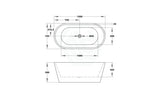 1500/1700mm Ovia Oval Bathtub Freestanding Acrylic Gloss Black And White No Overflow 1500mm