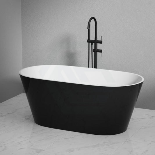1500/1700mm Ovia Oval Bathtub Freestanding Gloss Black White