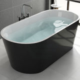 1500/1700mm Ovia Oval Bathtub Freestanding Acrylic Gloss Black And White No Overflow