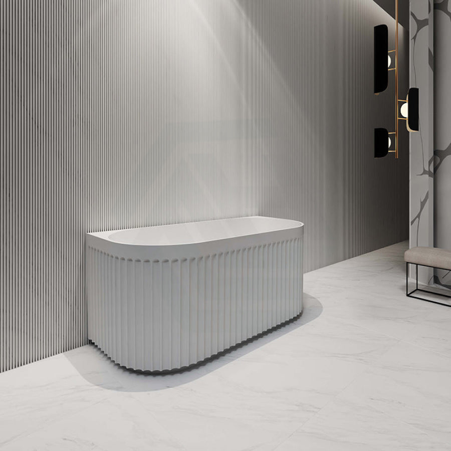 1500/1700Mm Roma Back To Wall Bathtub Acrylic Gloss White No Overflow Bathtubs