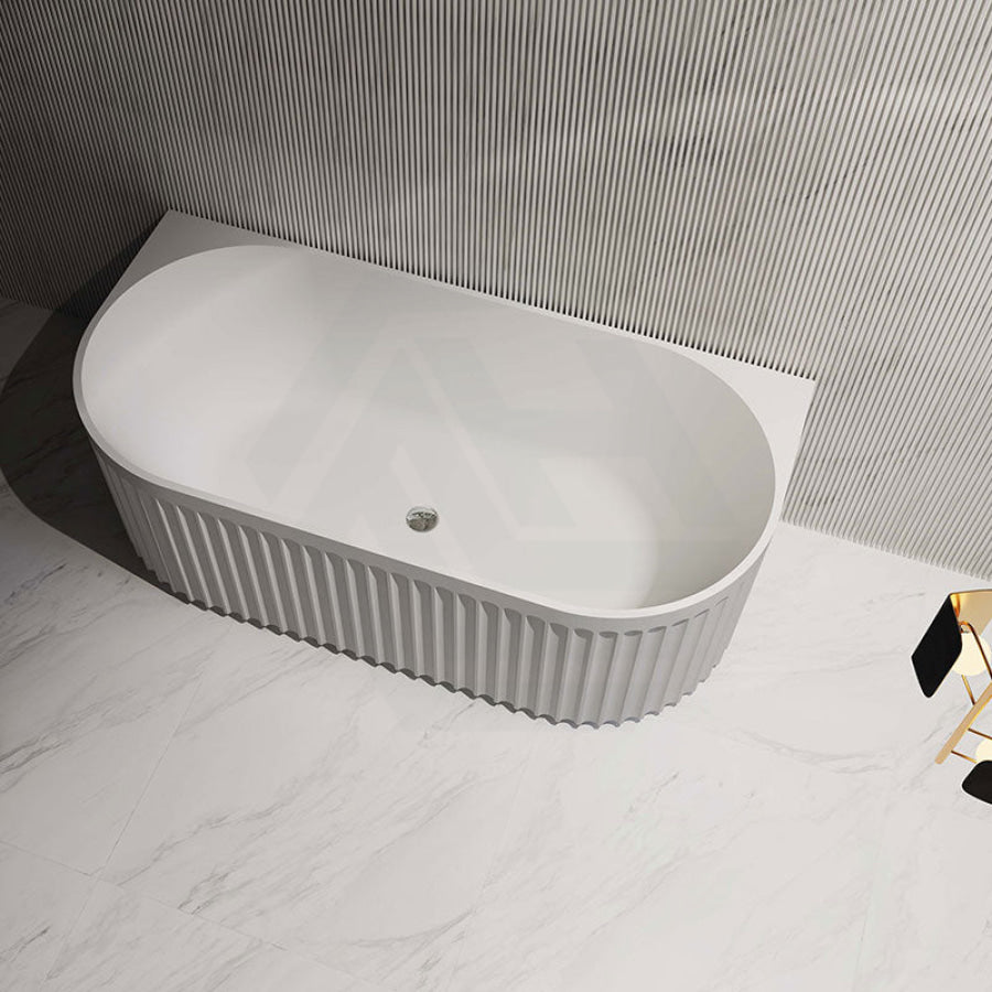 1500/1700Mm Roma Back To Wall Bathtub Acrylic Gloss White No Overflow Bathtubs