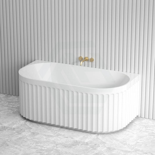 1500/1700Mm Roma Back To Wall Bathtub Acrylic Gloss White No Overflow Bathtubs