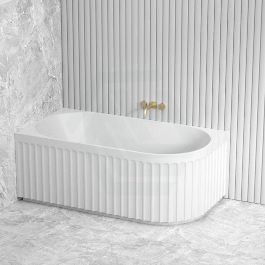 1500/1700Mm Roma Bathtub Left/Right Corner Acrylic Gloss White No Overflow Bathtubs