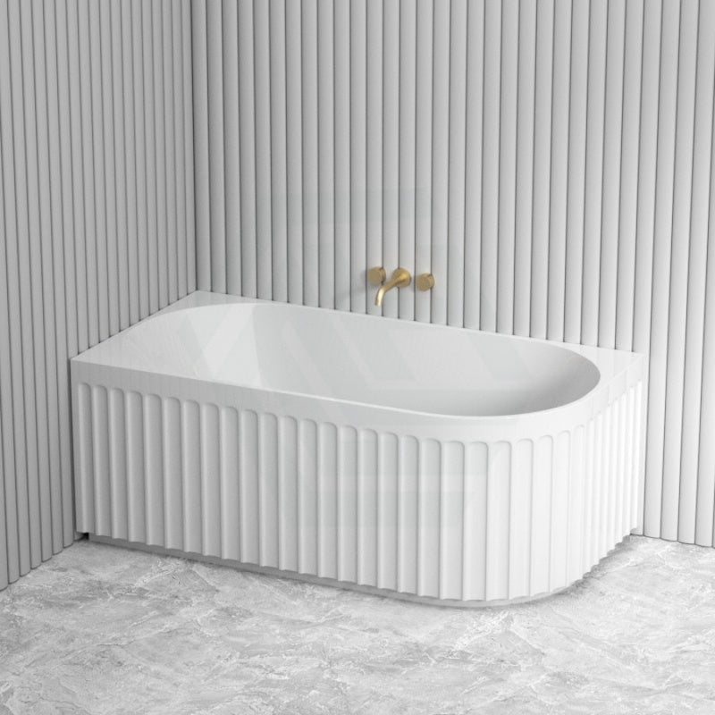 1500/1700Mm Roma Bathtub Left Corner Acrylic Gloss White No Overflow Bathtubs