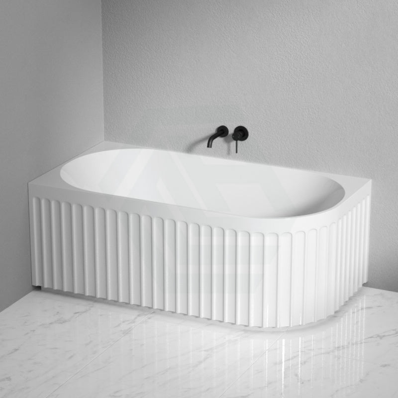 1500/1700Mm Roma Bathtub Left/Right Corner Acrylic Gloss White No Overflow Bathtubs