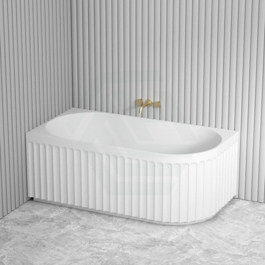 1500/1700Mm Roma Bathtub Left Corner Acrylic Matt White No Overflow Bathtubs