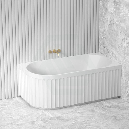 1500/1700Mm Roma Bathtub Right Corner Acrylic Gloss White No Overflow Bathtubs