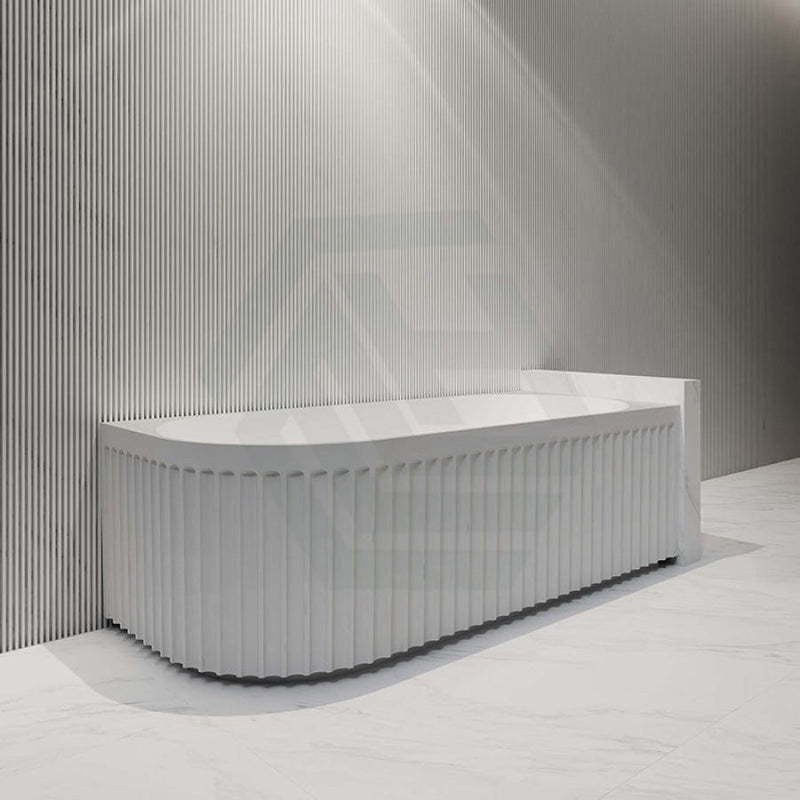 1500/1700Mm Roma Bathtub Right Corner Acrylic Gloss White No Overflow Bathtubs