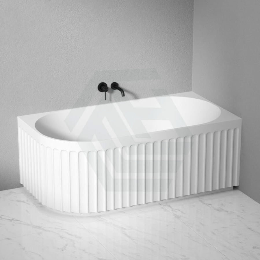 1500/1700Mm Roma Bathtub Right Corner Acrylic Gloss White No Overflow Bathtubs