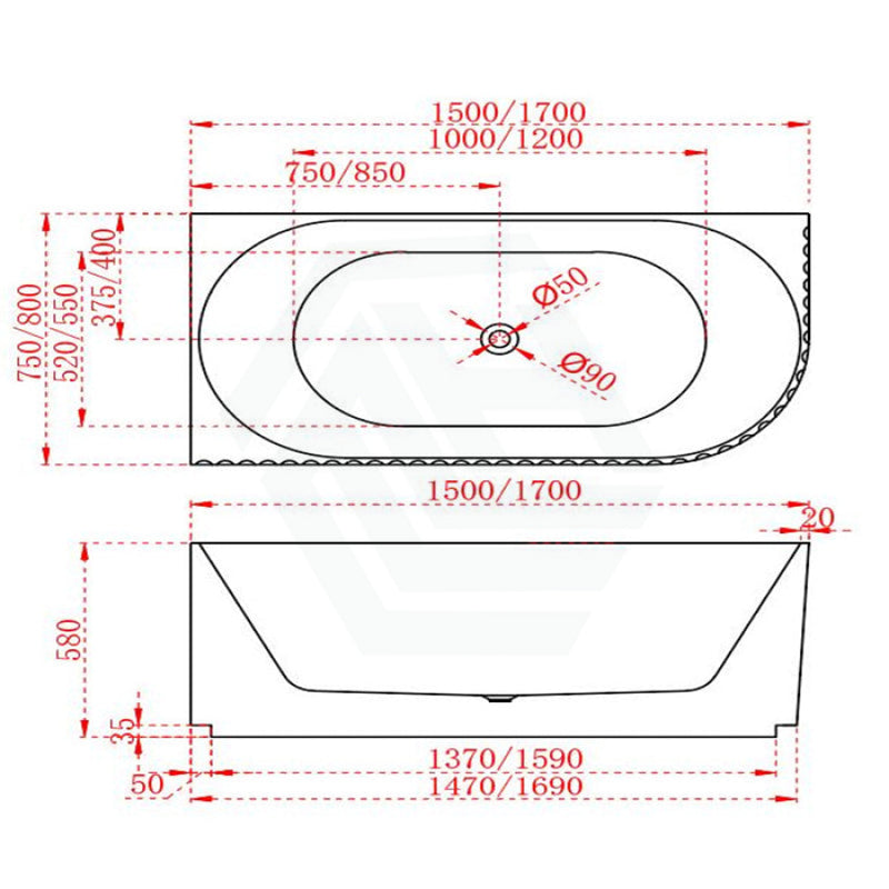 1500Mm Roma Bathtub Left/Right Corner Acrylic Matt White No Overflow Left Bathtubs