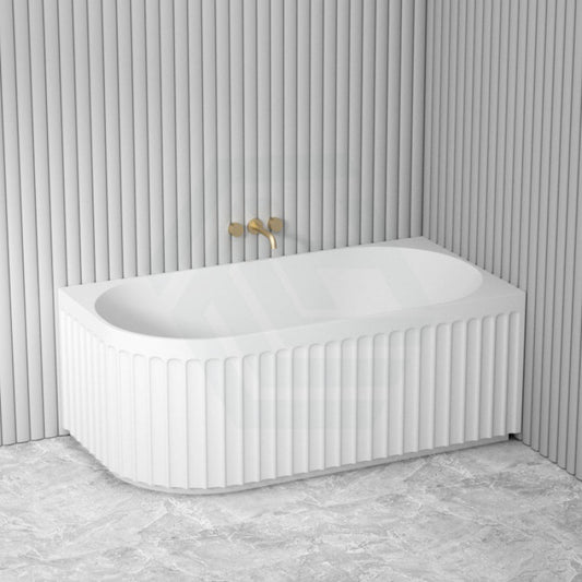 1500/1700Mm Roma Bathtub Right Corner Acrylic Matt White No Overflow Bathtubs