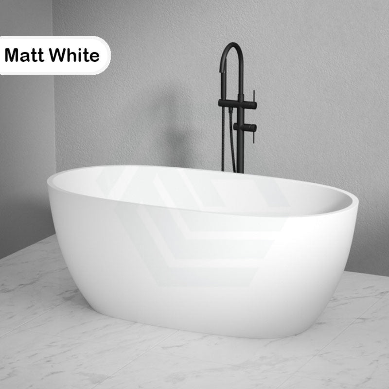 1500/1700Mm Stella Oval Bathtub Freestanding Acrylic Matt White No Overflow