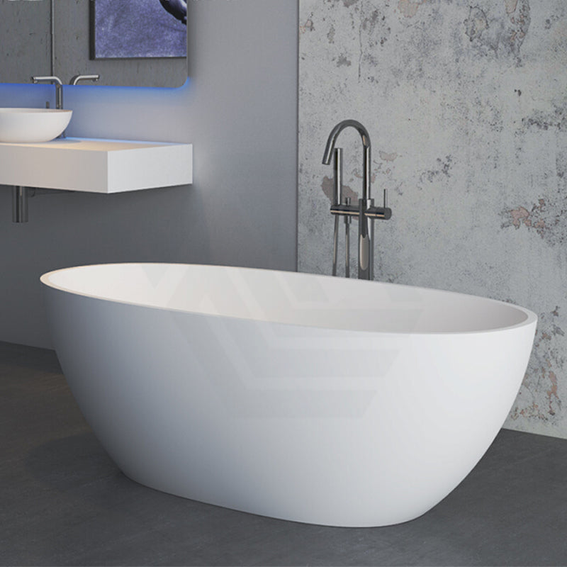 1500/1700Mm Stella Oval Bathtub Freestanding Acrylic Matt White No Overflow