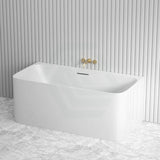 1500/1700mm Ultra-Slim Bathtub Back To Wall Gloss White Acrylic No Overflow Bathtubs