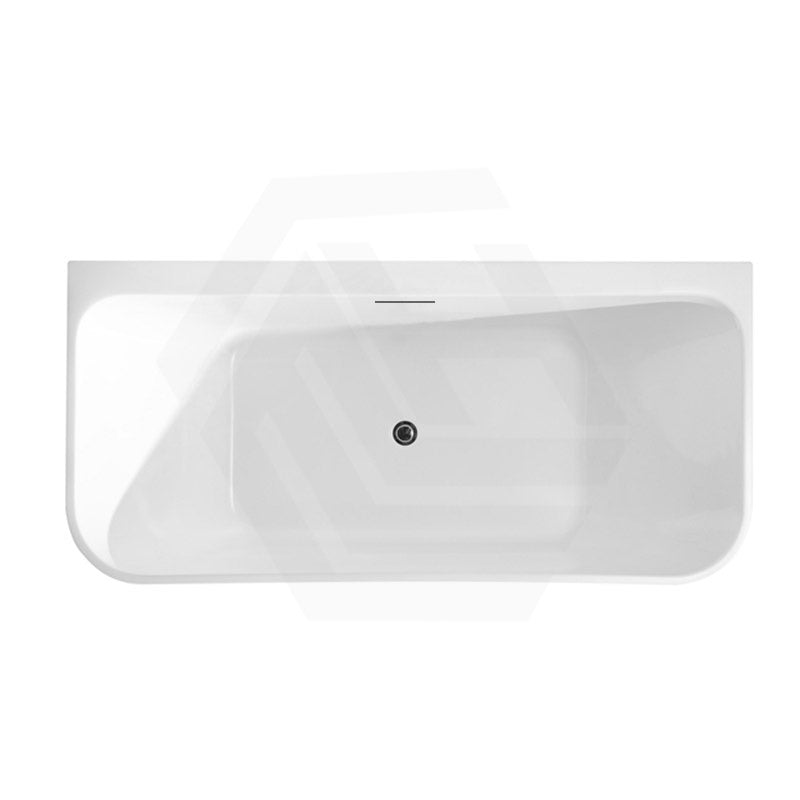 1500/1700mm Ultra-Slim Bathtub Back To Wall Gloss White Acrylic No Overflow