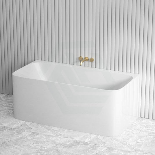 1500/1700Mm Ultra-Slim Bathtub Back To Wall Gloss White Acrylic No Overflow Bathtubs