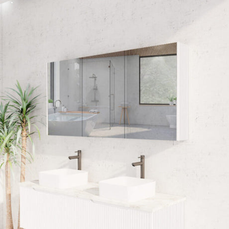 450/600/750/900/1200/1500mm Matt White Pvc Filmed Shaving Cabinet With Copper Free Mirror Wall Hung