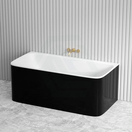 1500/1700Mm Bullion Ultra-Slim Bathtub Back To Wall Gloss White And Black No Overflow Multi-Colour