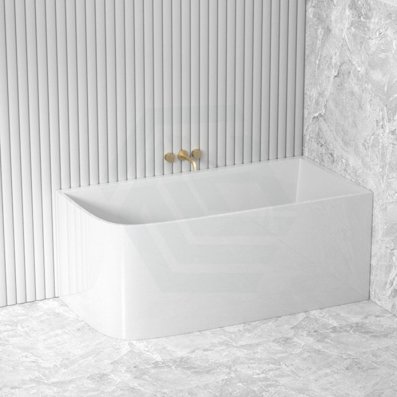 1500/1700Mm Ellie Bathtub Right Corner Back Acrylic Gloss White No Overflow Bathtubs