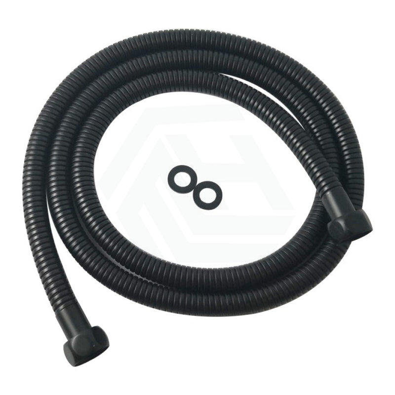 Water Inlet Outlet Shower Hose Stainless Steel Black