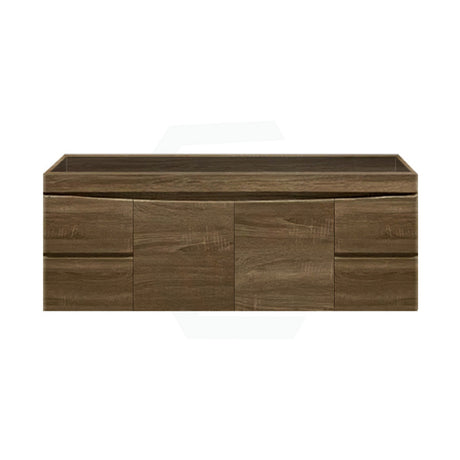 1500Mm Dark Timber Wall Hung Bathroom Vanity Curved Edge Doors And Drawers Cabinet Only Only Without