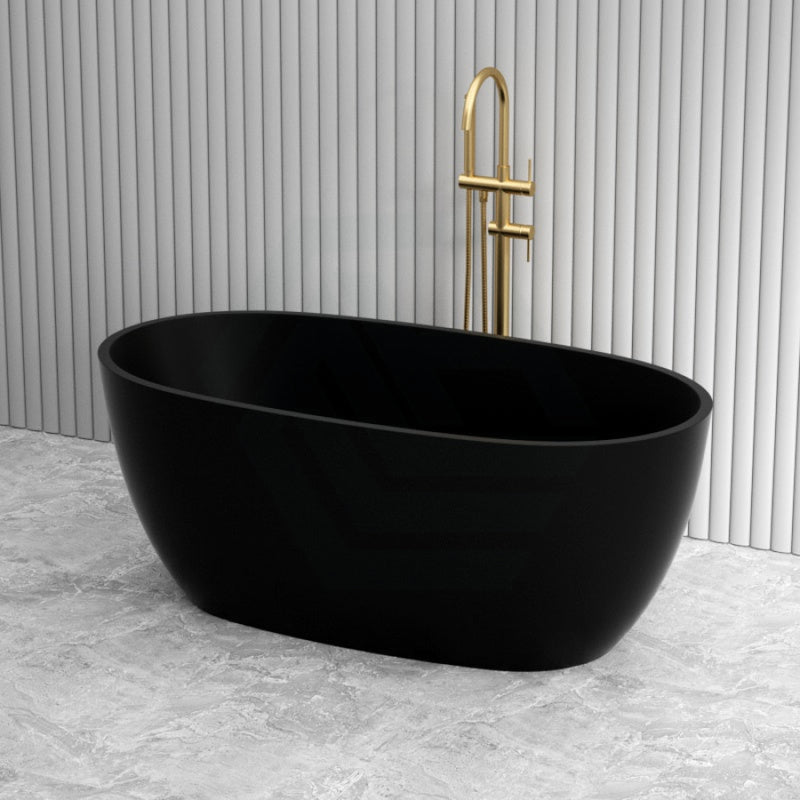 1500/1700Mm Full Matt Black Oval Bathtub Freestanding Acrylic No Overflow Bathtubs