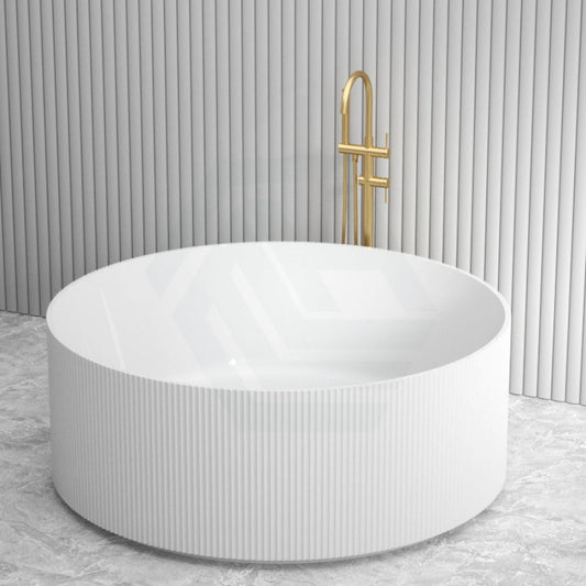 1500Mm Sunshine Groove Freestanding Bathtub Round Gloss White No Overflow Bathtubs